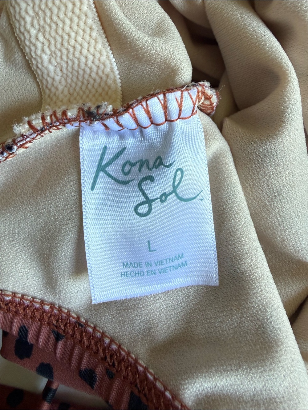 Kona Sol Brown One-Piece Swimsuit with Black Spot Print - Picture 6 of 9